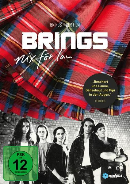 DVD-Cover. Eine Band vor einem karierten Rock. Text: 'BRINGS mix for lan'.