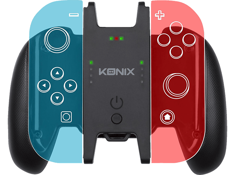 KONIX Play and Charge, Nintendo Switch Zubehör, Schwarz