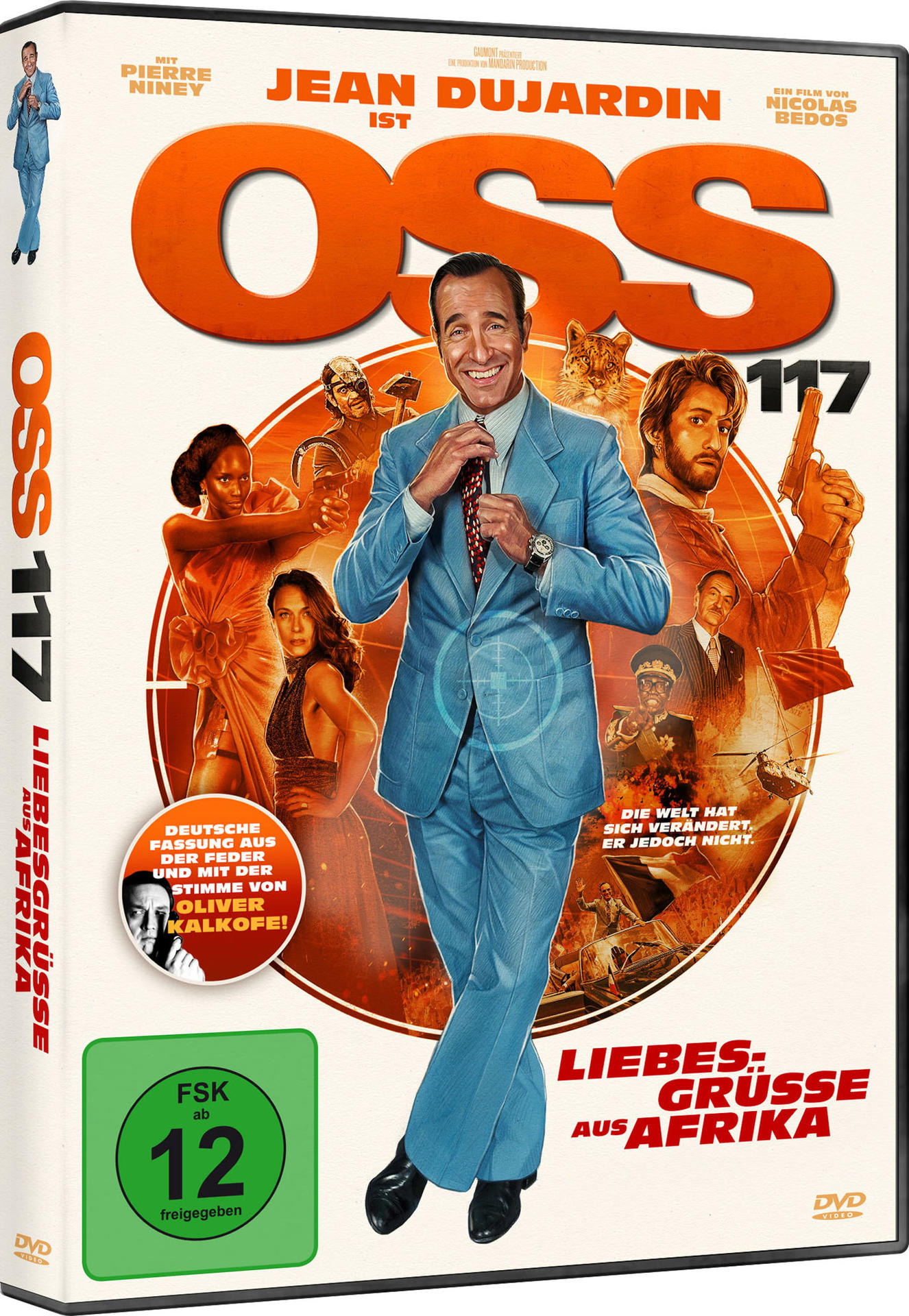 Filmposter eines Mannes in blauem Anzug, umgeben von anderen Charakteren. Text: "OSS 117."