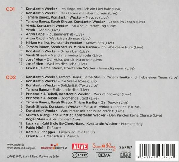 Zwei CDs mit Text befinden sich in einer Hülle. Die CDs enthalten Text mit Liedern verschiedener Künstler.