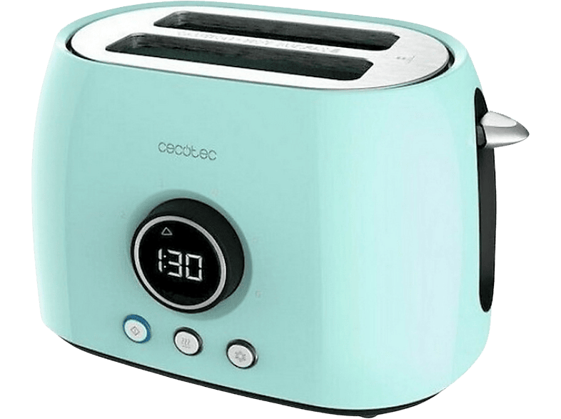 Tostadora - Cecotec 3105 ClassicToast 8000, 800 W, 2 Ranuras, Rebanadas, 3 Niveles, Turquesa