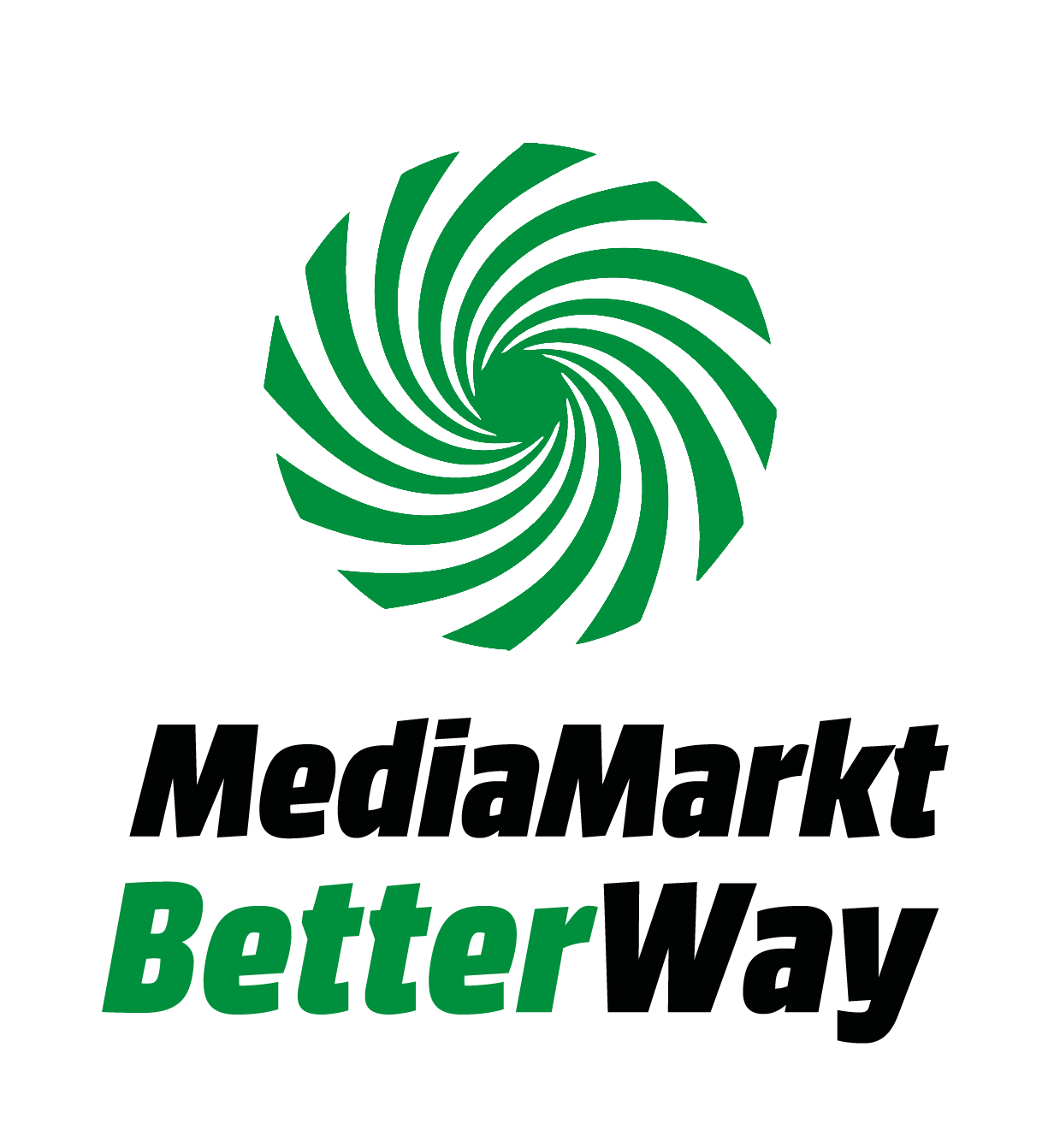 Logo mit weißem Kreis und grünem Spiraldesign. Darunter steht in Grün 'Better'.