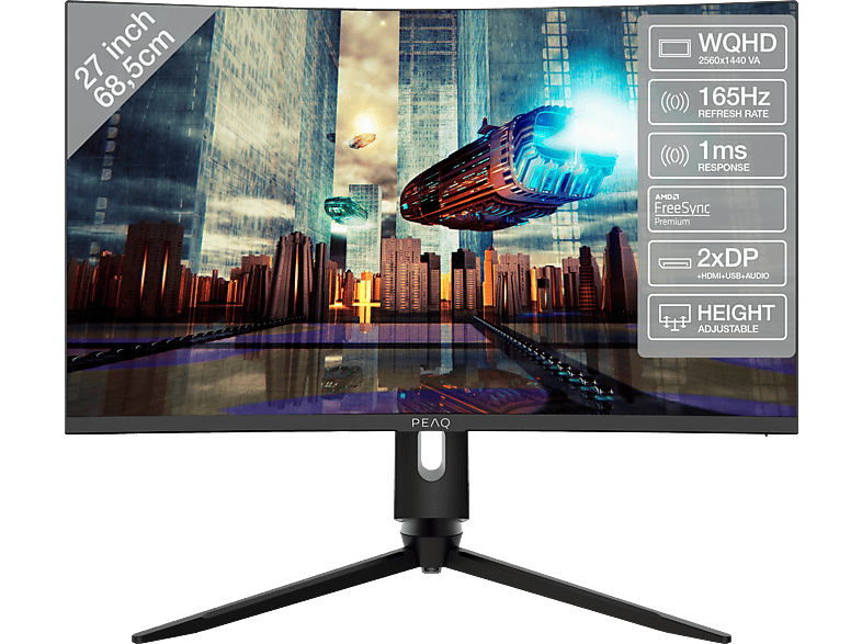 PEAQ PMO G270-CQK | Gaming Monitor, 27 ", WQHD, 165 Hz, Schwarz ...