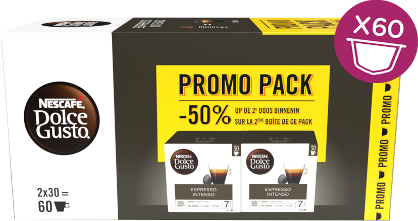 Nescafe Dolce Gusto koffiepads doos, Promo Pack, espresso intenso.