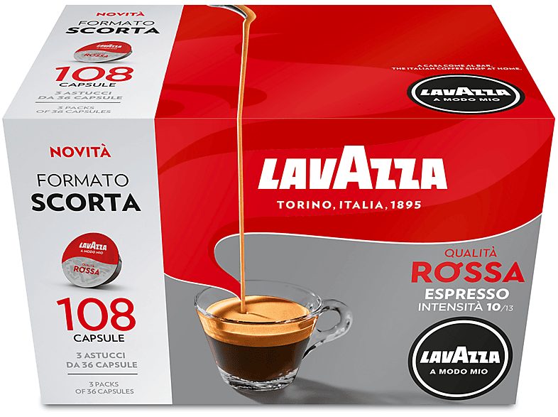 Lavazza Capsule Originali Lavazza Per Macchine Espresso A Modo Mio Q Rossa 108 Caps, 0,81 Kg