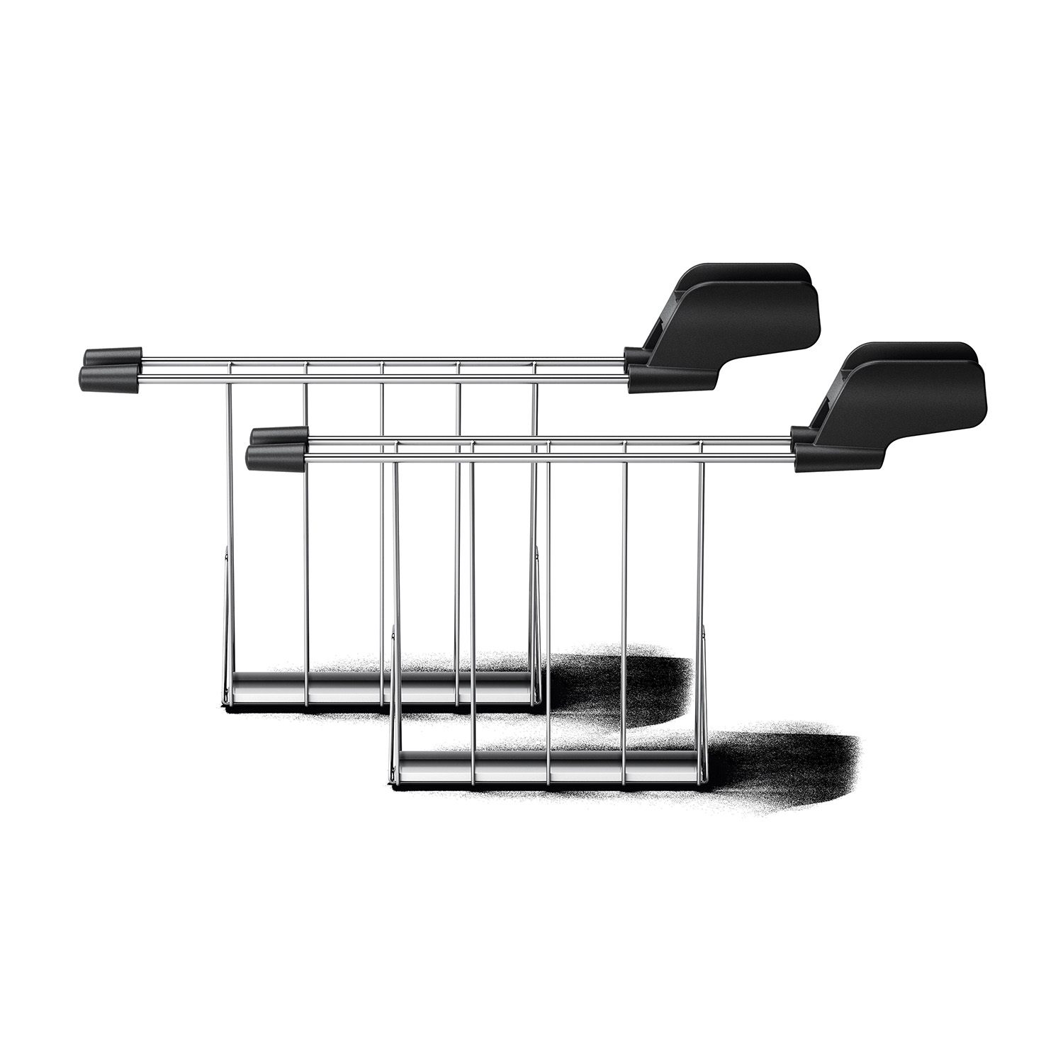 Due portabici con un design metallico, che mostrano la struttura di supporto.