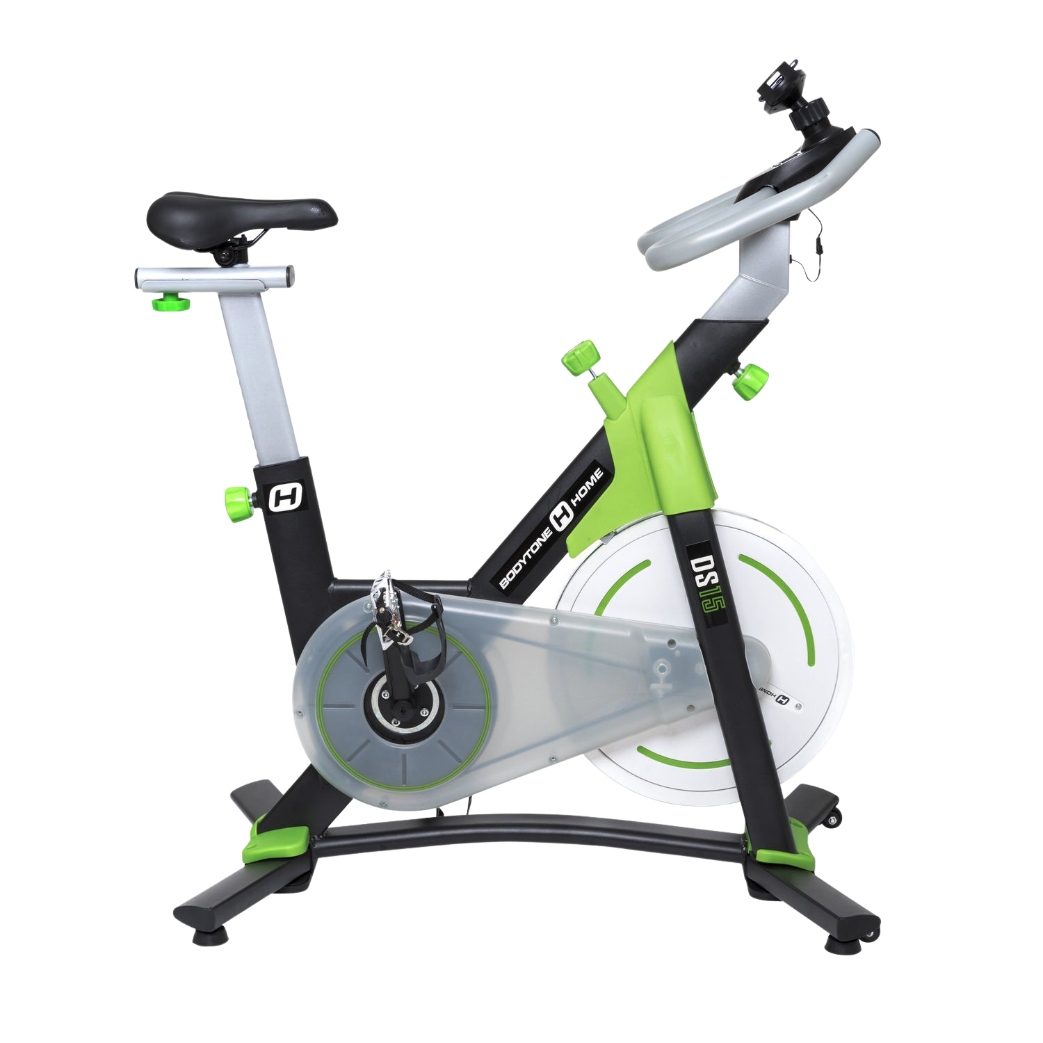 Bicicleta Bodytone Ds15 5 funciones freno soporte ruedas de transporte verde estatica con bluetooth spinning indoor bike +16kg