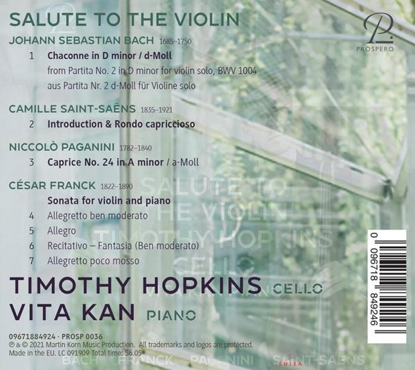 Timothy Hopkins - Salute to the Violin-Werke für Violine solo  - (CD)