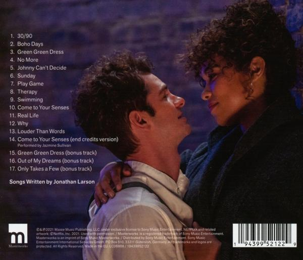 Albumcover mit zwei Personen, die sich umarmen, Text mit Songtiteln und einem Barcode.