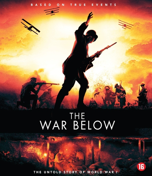 Couverture du film : Silhouette d'un soldat avec un fusil. Au-dessus, des biplans. En bas, du texte.