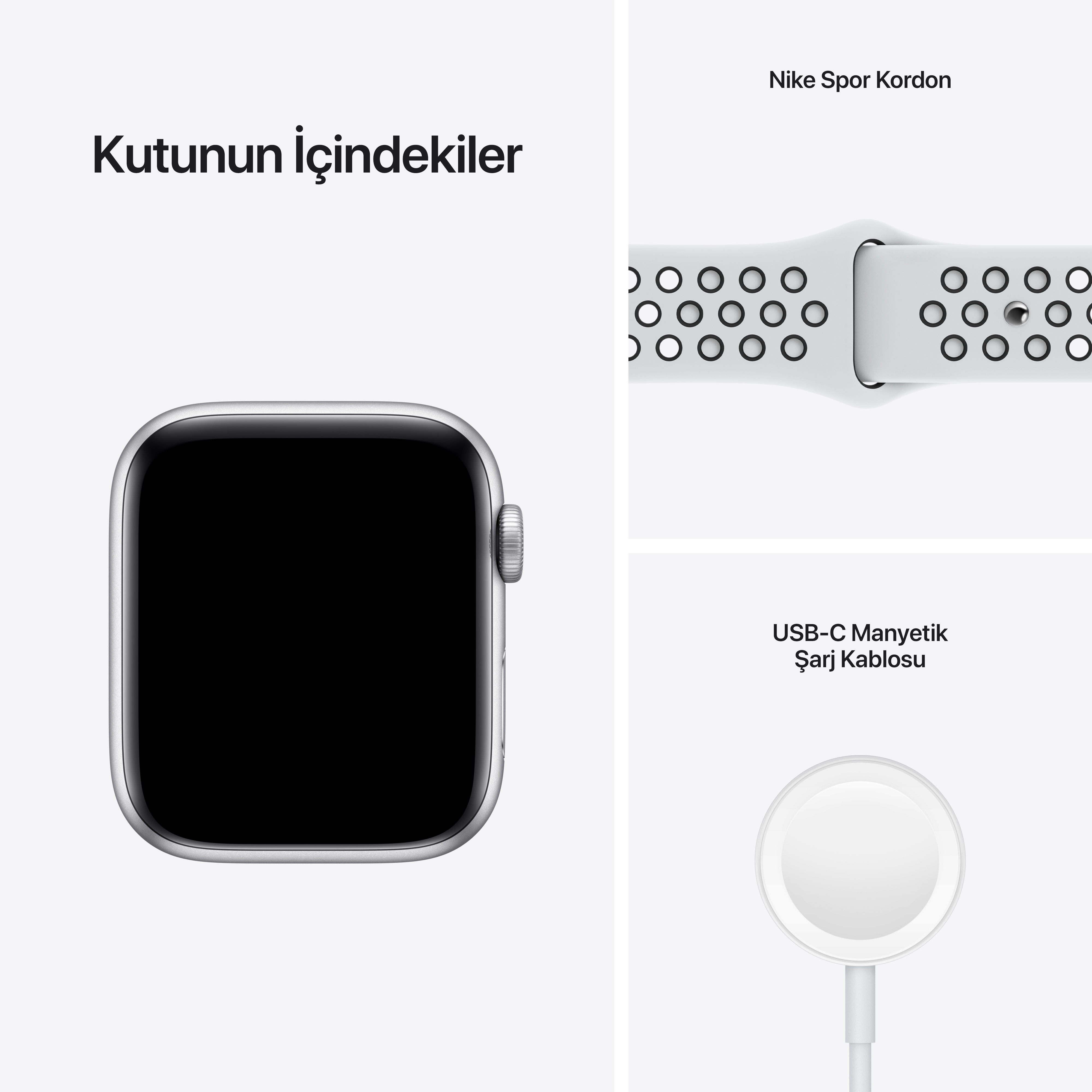 APPLE Watch Nike SE GPS, 44mm Gümüş Rengi Alüminyum Kasa ve Saf