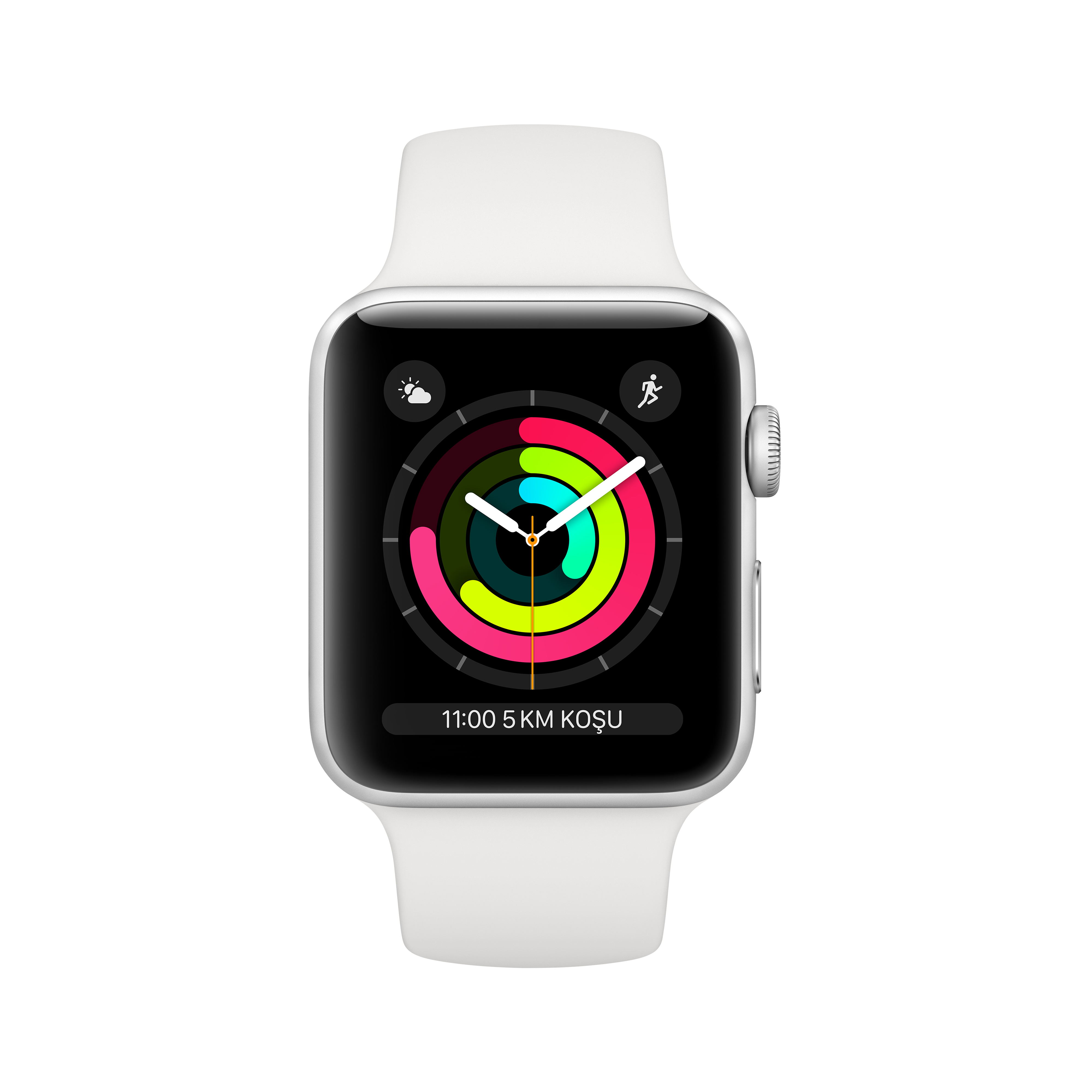 APPLE Watch Series 3 GPS, 42mm Gümüş Rengi Alüminyum Kasa ve Beyaz Spor Kordon