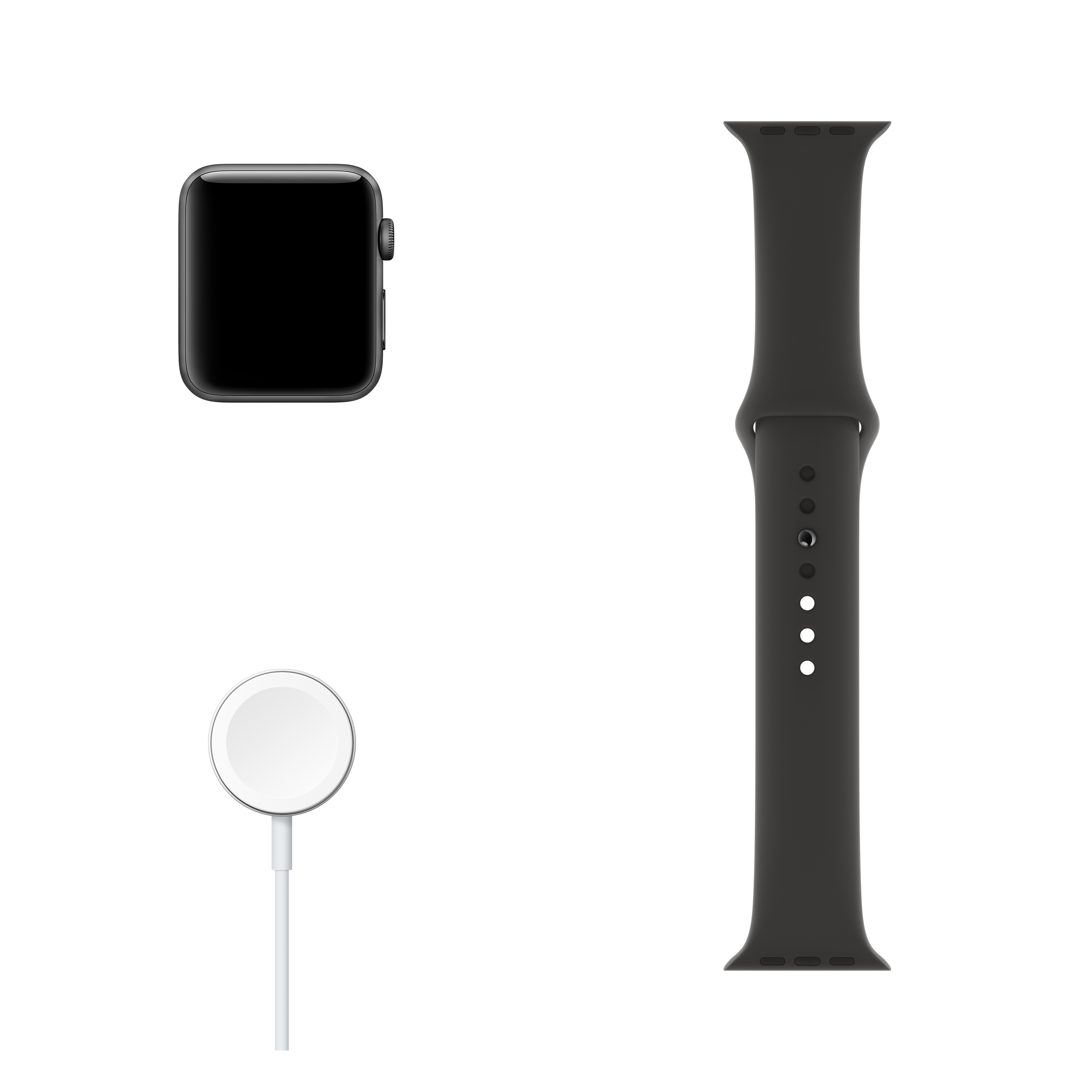 APPLE Watch Series 3 GPS, 38mm Uzay Grisi Alüminyum Kasa ve Siyah Spor Kordon