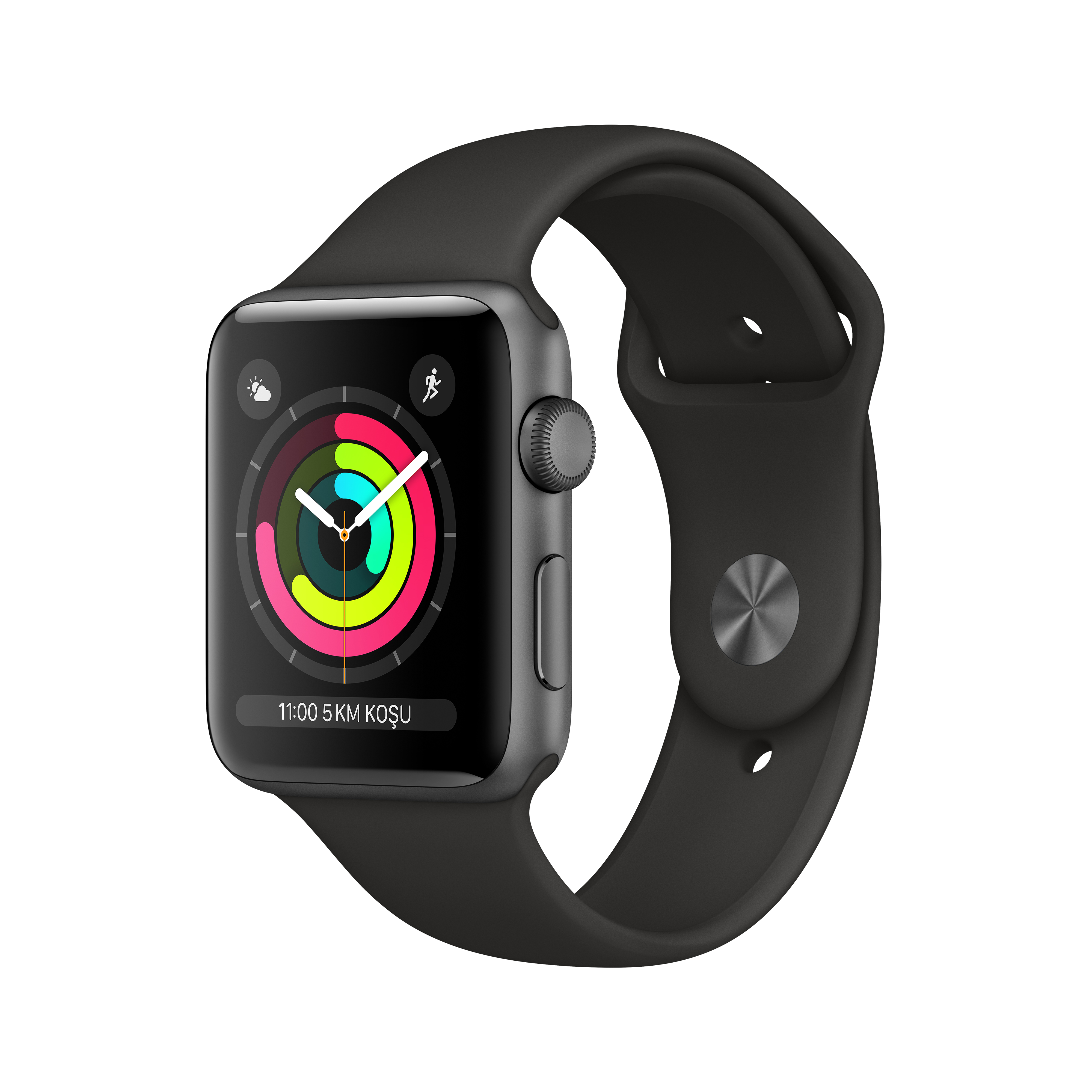 APPLE Watch Series 3 GPS, 38mm Uzay Grisi Alüminyum Kasa ve Siyah Spor Kordon