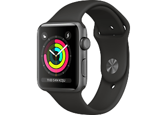 APPLE Watch Series 3 GPS, 38mm Uzay Grisi Alüminyum Kasa ve Siyah Spor Kordon