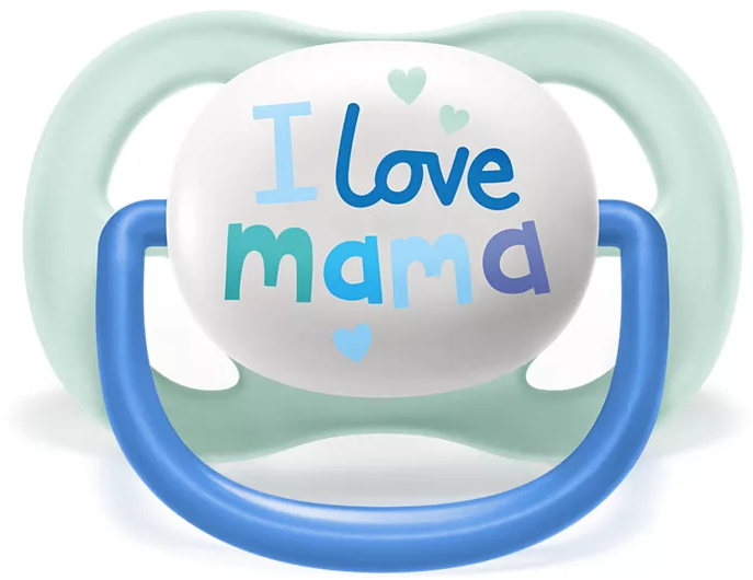 Cumi, 'I love mama' felirattal. Kék és mentazöld színek.