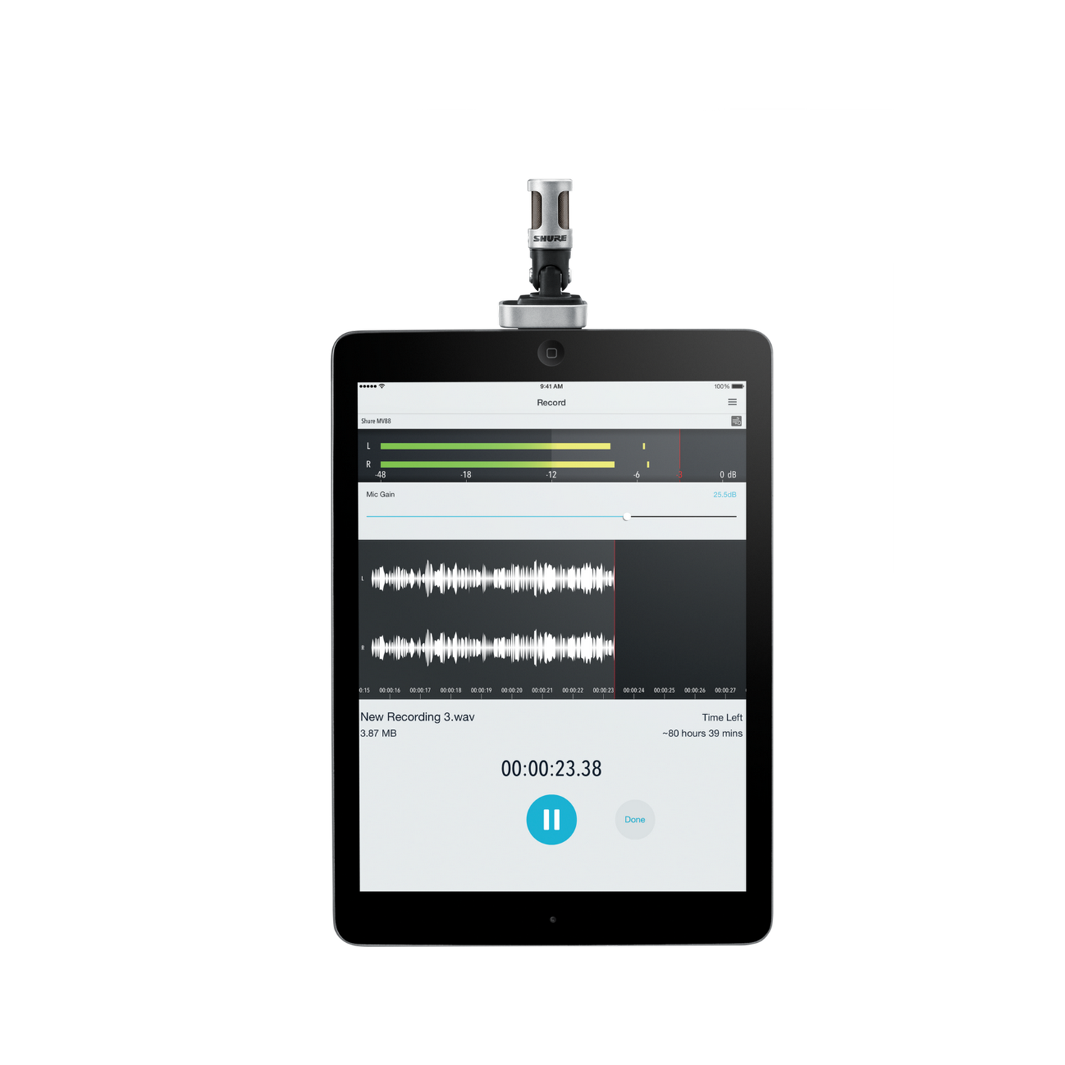 Micrófono - Shure MV88/A, Hasta 20.000 Hz, Bidireccional, Cardioide, App ShurePlus, Plata