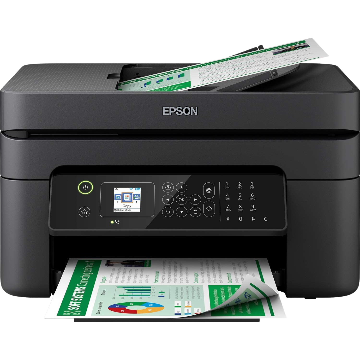 Impresora multifunción - Epson WorkForce WF-2830DWF, 33 ppm b/n, 18 ppm color, 5760x1440 ppp, 100 hojas, Negro