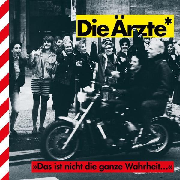Albumcover mit einem Schwarz-Weiß-Foto einer Gruppe von Menschen, mit Text in Gelb und Weiß.