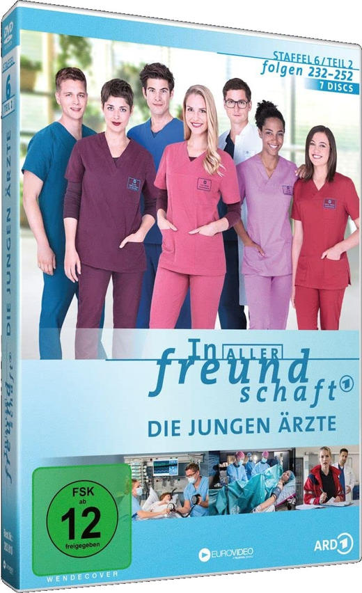 DVD-Cover von 'In aller Freundschaft - Die jungen Ärzte' mit Besetzung und Titel.