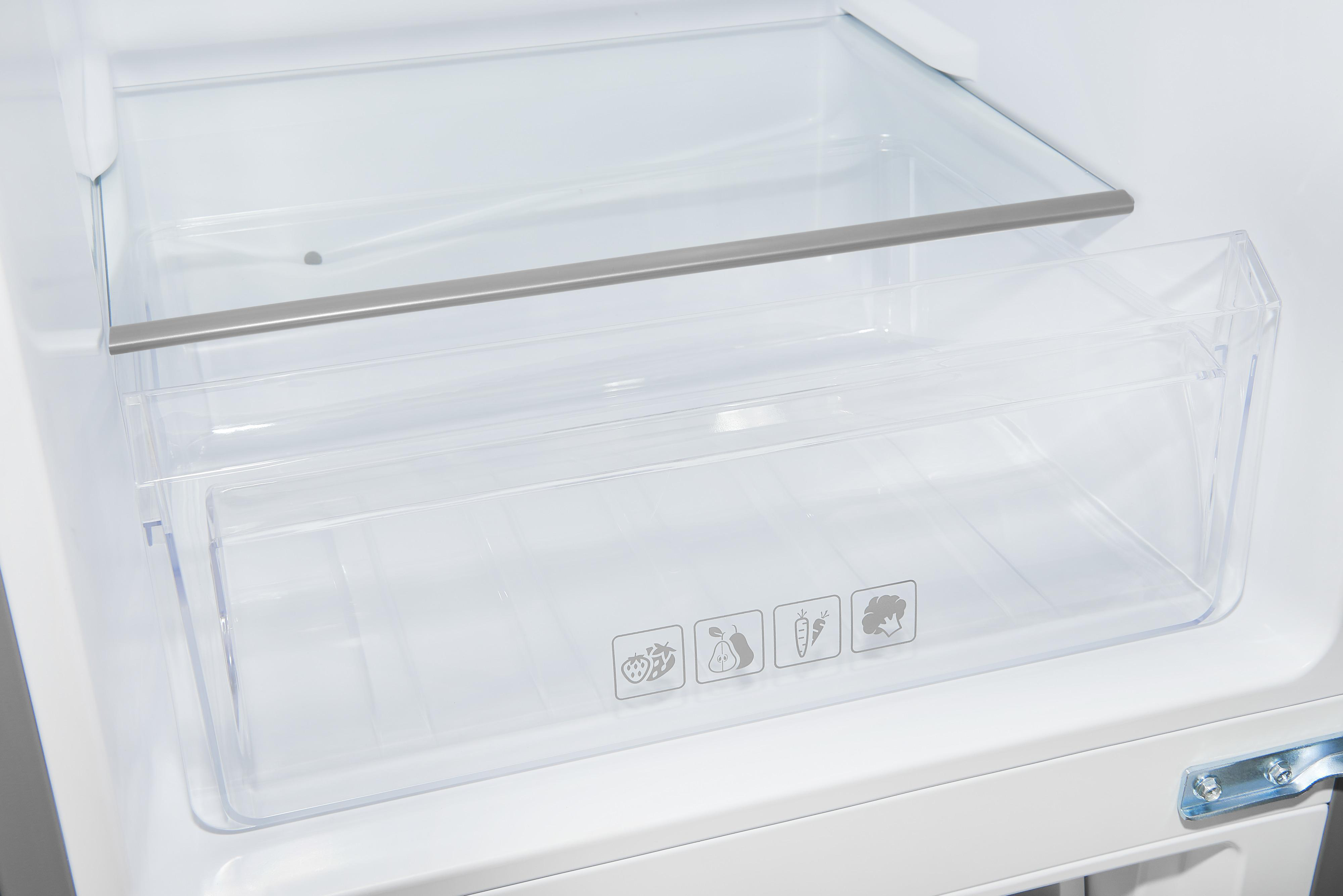 Kühlschublade mit einem transparenten Kunststoffbehälter.