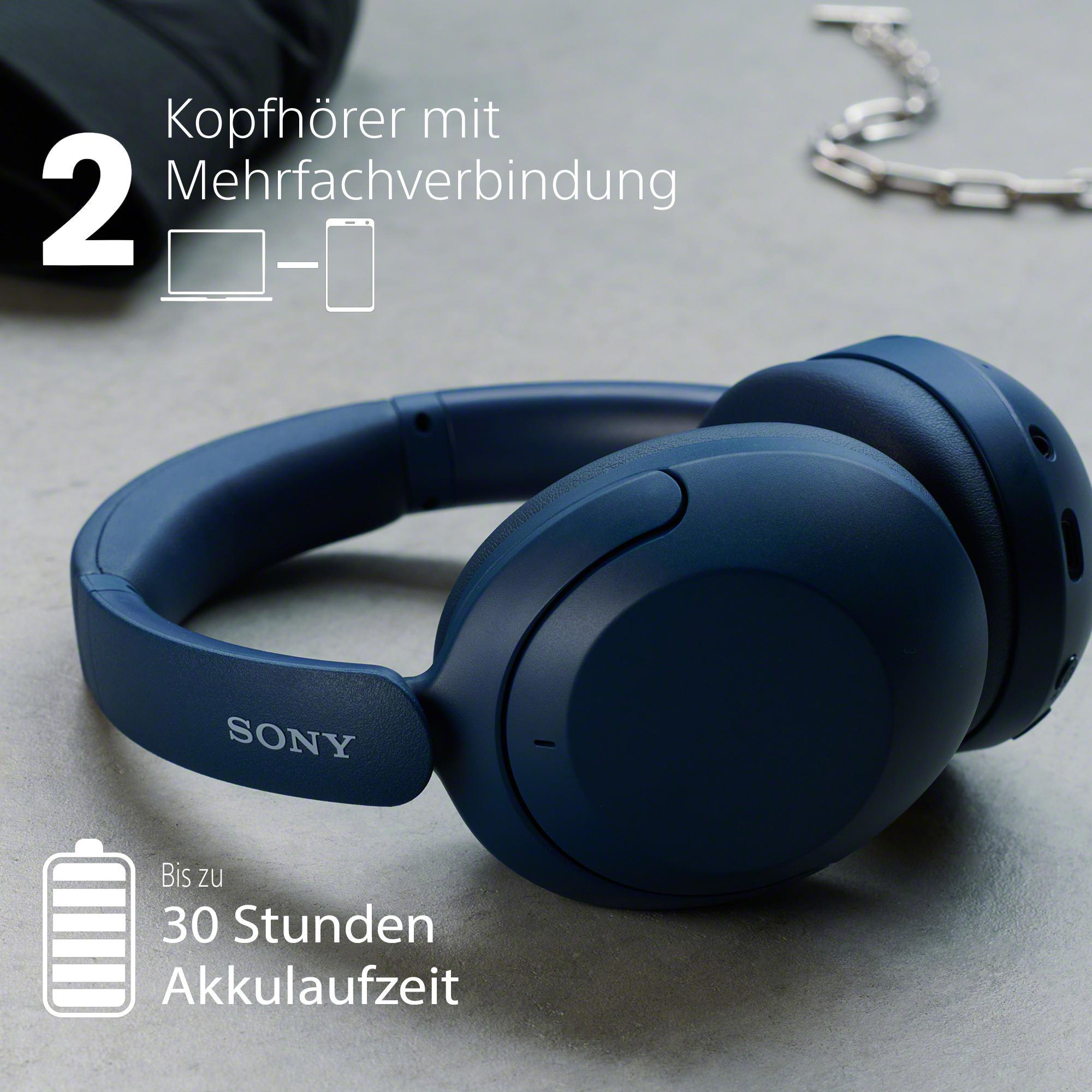 SONY WH-XB910N Noise Cancelling, Over-ear Kopfhörer Bluetooth Blau