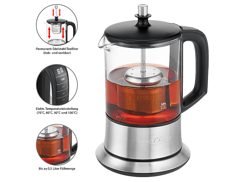 Profi Cook PC-TK 1165 Glas Tee-/Wasserkocher 0.5l; Tee- und Wasserkocher — Foto 4 von 5