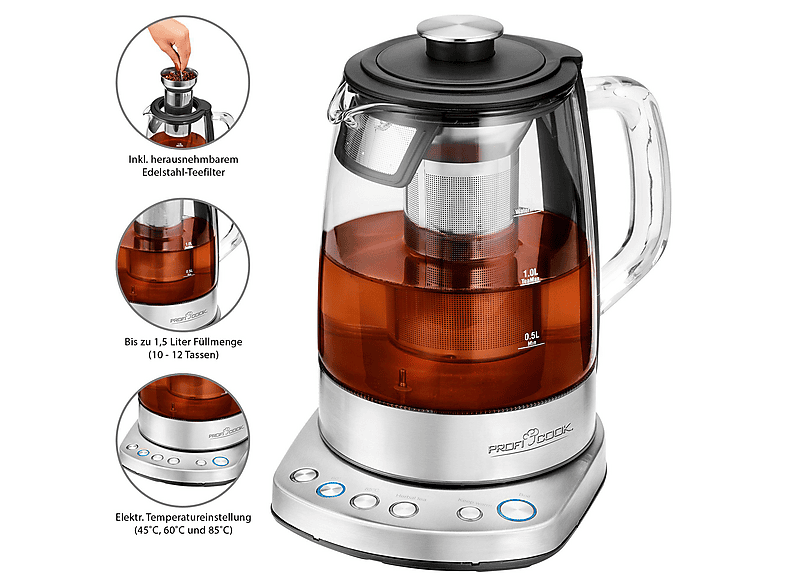 Profi Cook PC WKS 1167 Glas Tee-/Wasserkocher 1.5l; Wasser und Teekocher — Foto 3 von 5