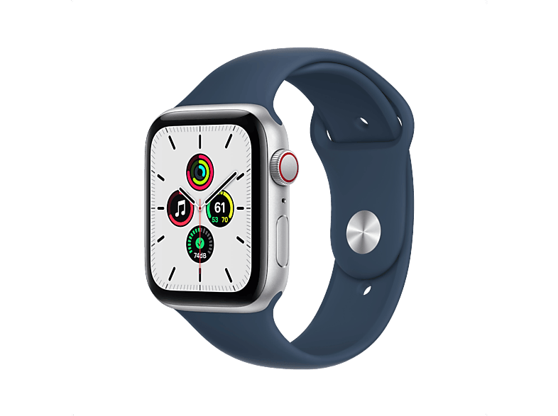 APPLE Watch Series SE GPS + Cellular - Aluminium kast Zilver 44mm, Sportbandje Abyss Blauw (MKRY3NF/A)