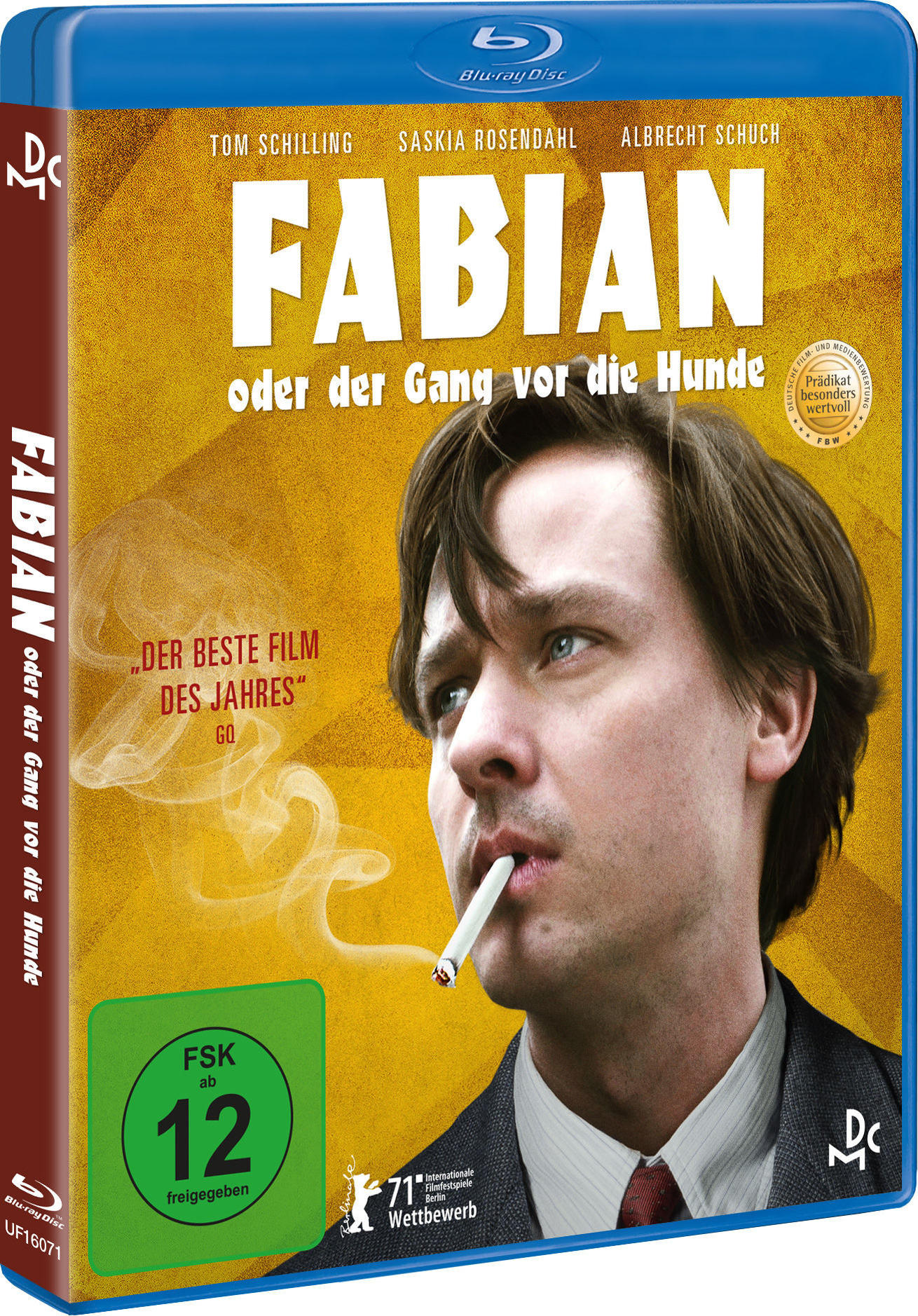 Ein DVD-Cover mit einem Mann, der eine Zigarette raucht, mit dem Titel 'Fabian' auf Deutsch.