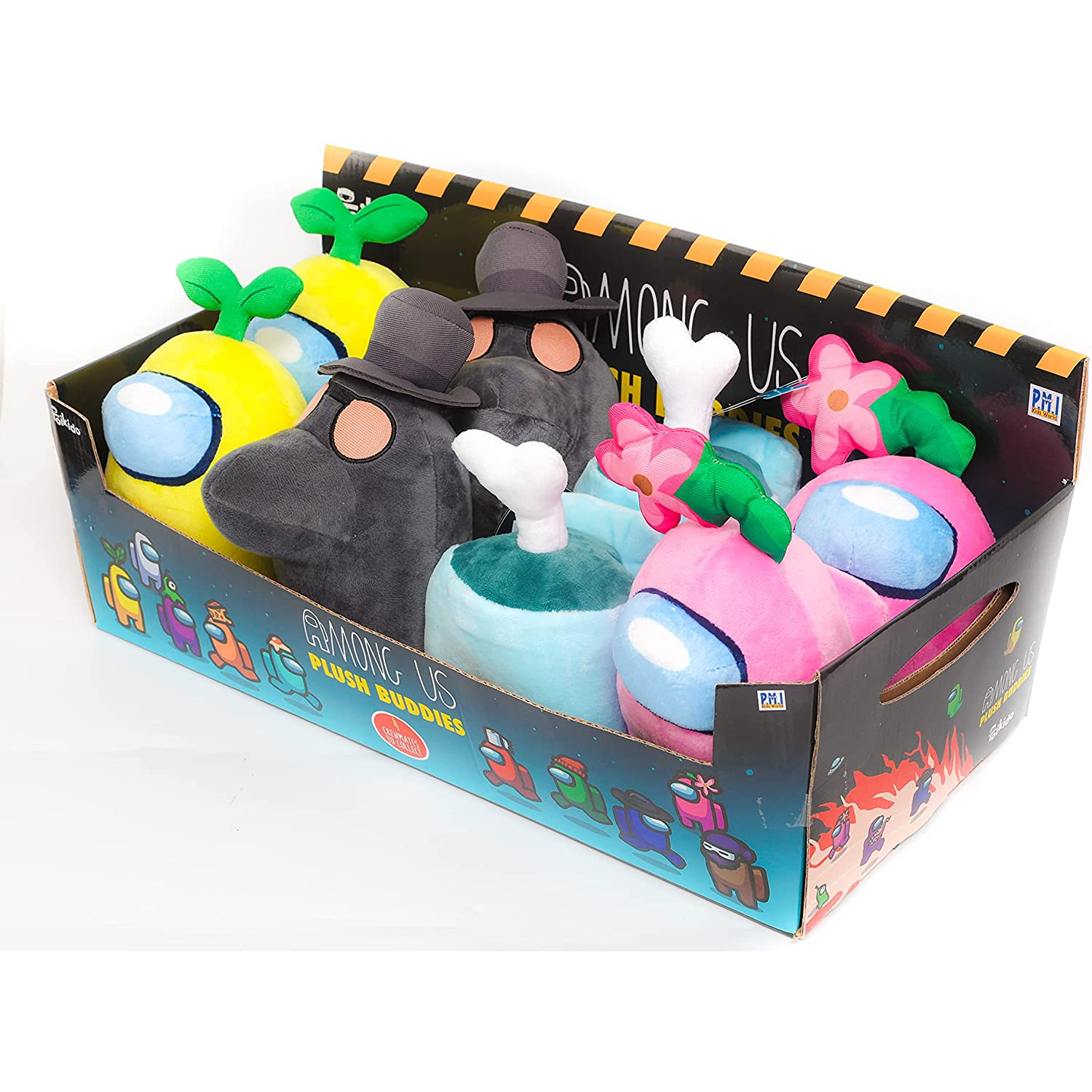 Caja de peluches Among Us: varios tripulantes.
