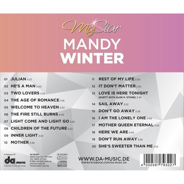 Albumcover mit Trackliste für Mandy Winters Album 'My Star'.