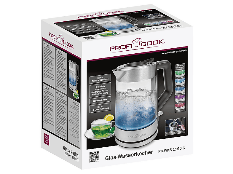 Profi Cook PC-WKS 1190 G Wasserkocher (Edelstahl, 1.7 l, 2200 Watt) — Foto 5 von 5