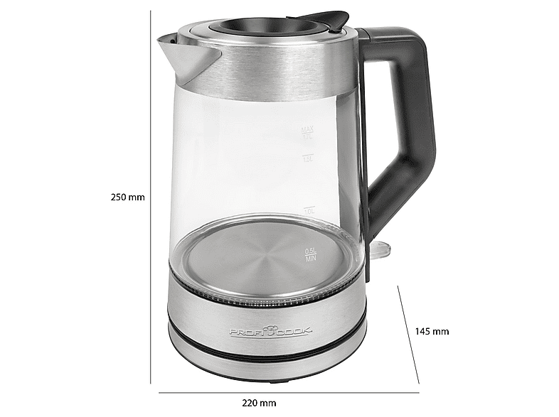Profi Cook PC-WKS 1190 G Wasserkocher (Edelstahl, 1.7 l, 2200 Watt) — Foto 4 von 5