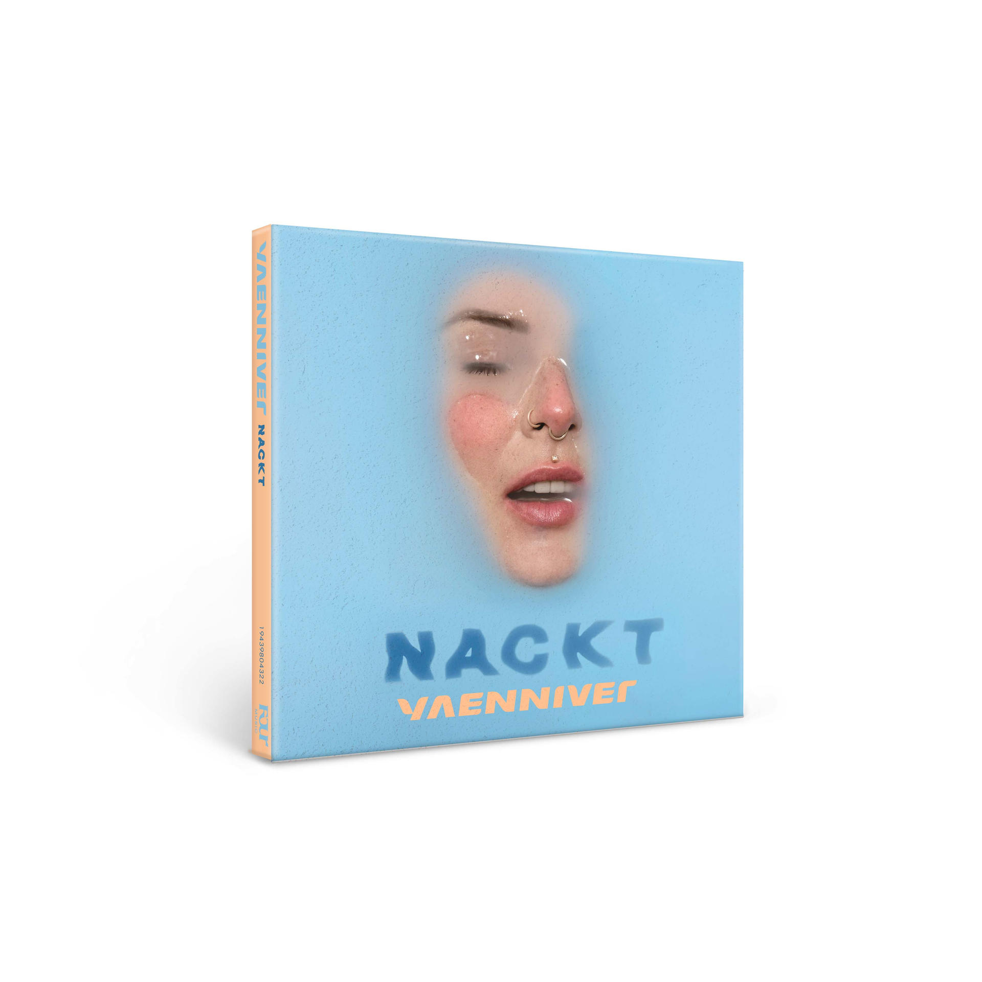 Albumcover mit Gesicht im Wasser. Der Titel „NACKT“ steht unten. Der Künstlername ist „VAENNIVER“.