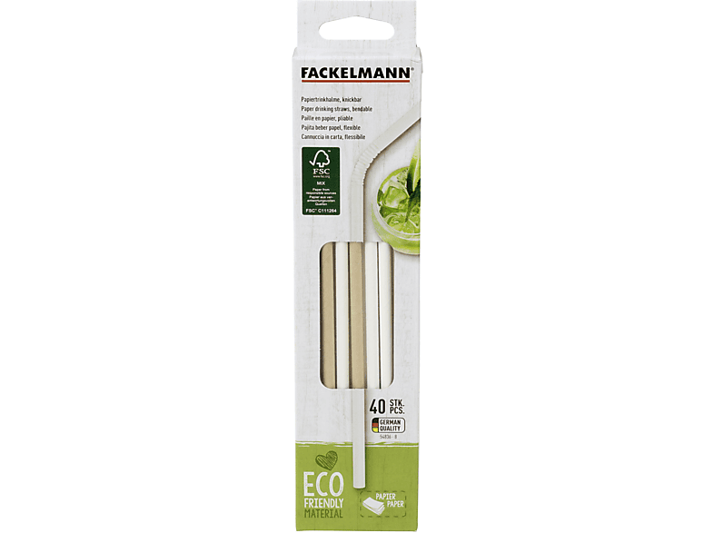 Fackelmann Papier-Trinkhalme 23cm; Strohhalm
