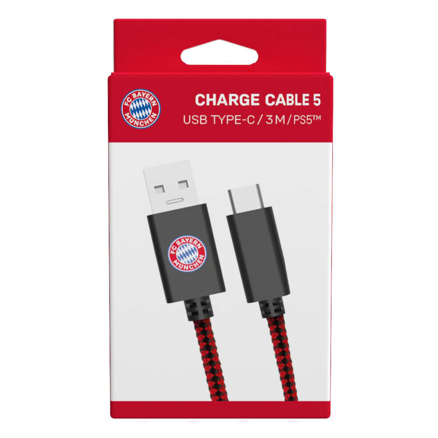 SNAKEBYTE PS5 Charge Cable 5 Rot/Schwarz/Weiß (FC München) für PS5, Bayern Zubehör