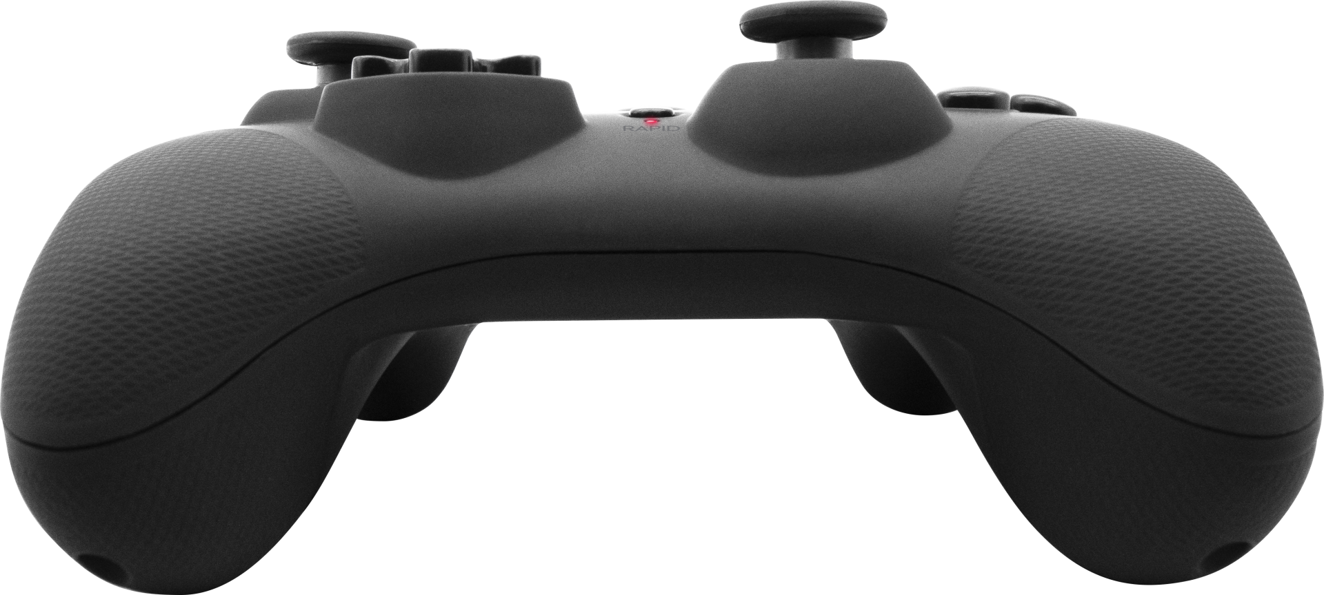 Un controller nero con pulsanti e pad direzionali.