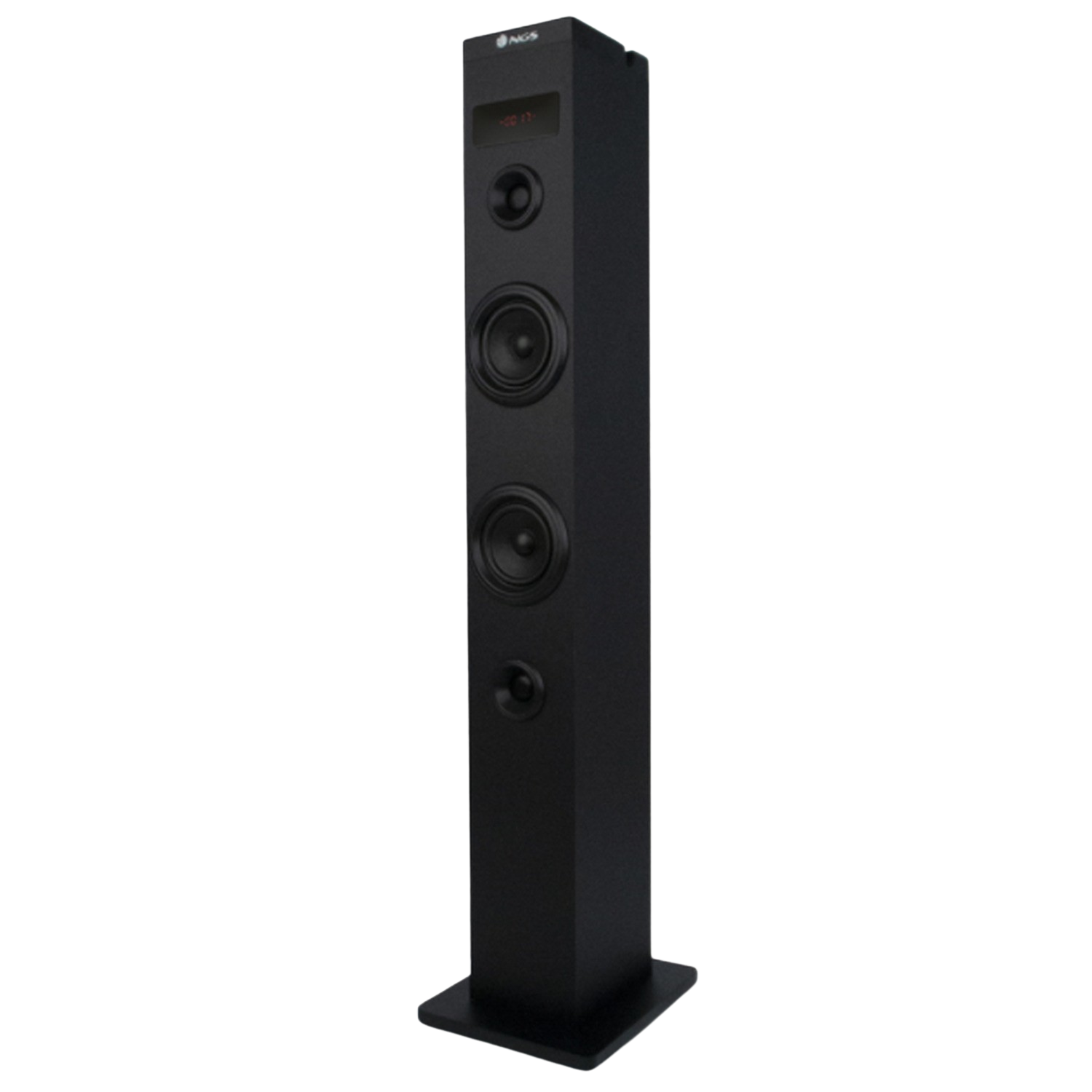 Torre de sonido - NGS Skycharm, 50 W, Bluetooth, USB, Aux input, Radio FM, Pantalla LED, Entrada óptica, Negro