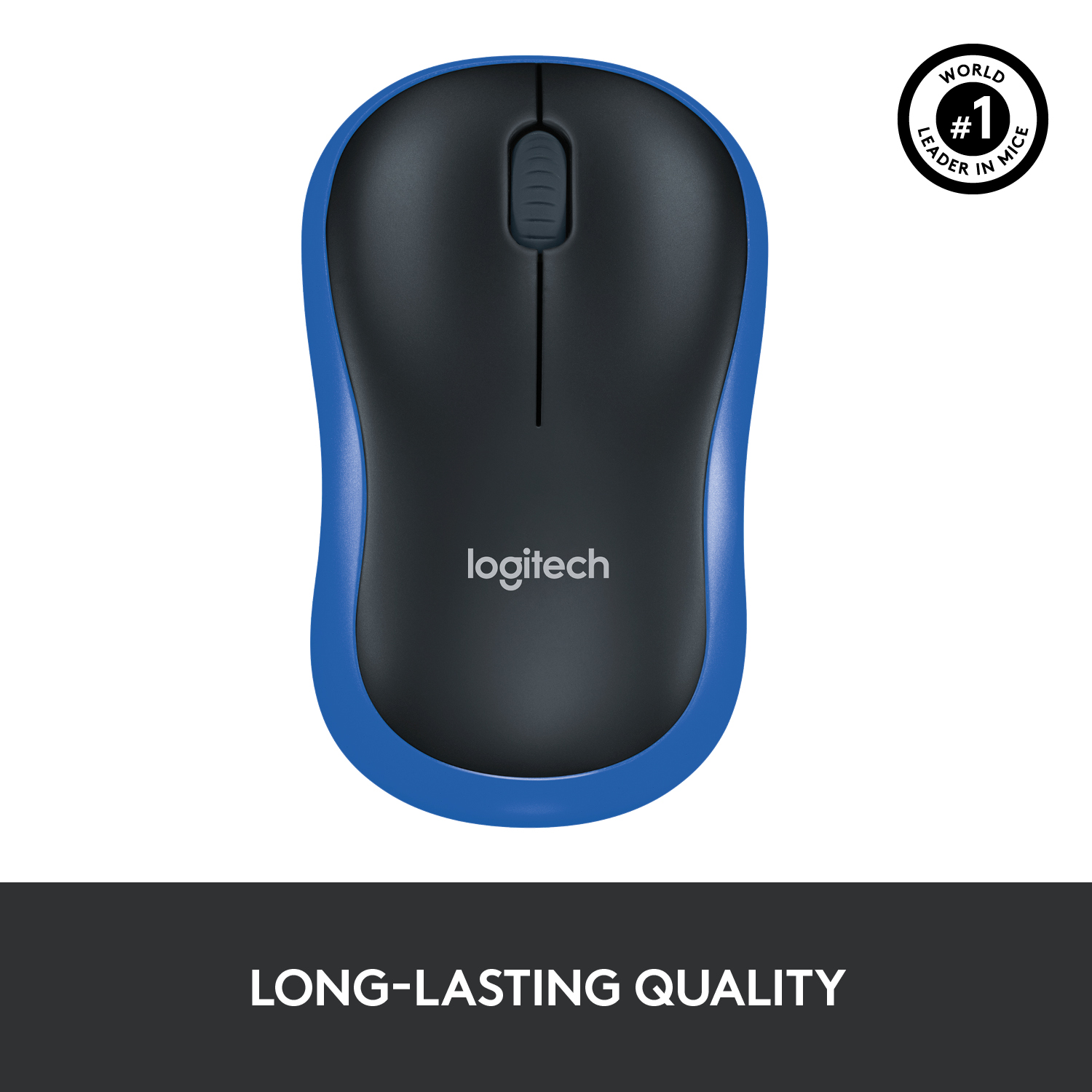 Blaue und schwarze Maus mit der Marke Logitech.