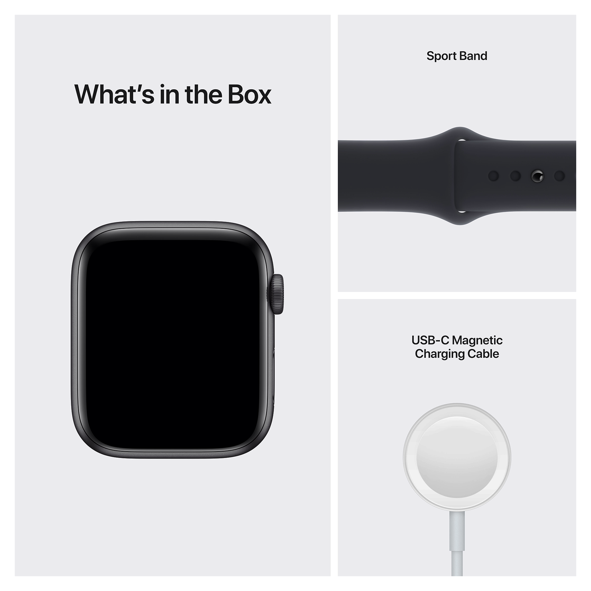 APPLE Watch SE 44 mm spacegrijs aluminium / middernacht sportband