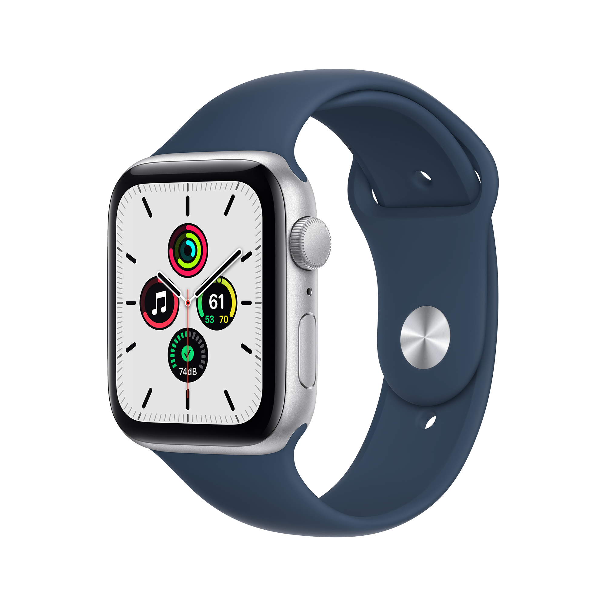 APPLE Watch SE 44 mm zilver aluminium / blauwe sportband