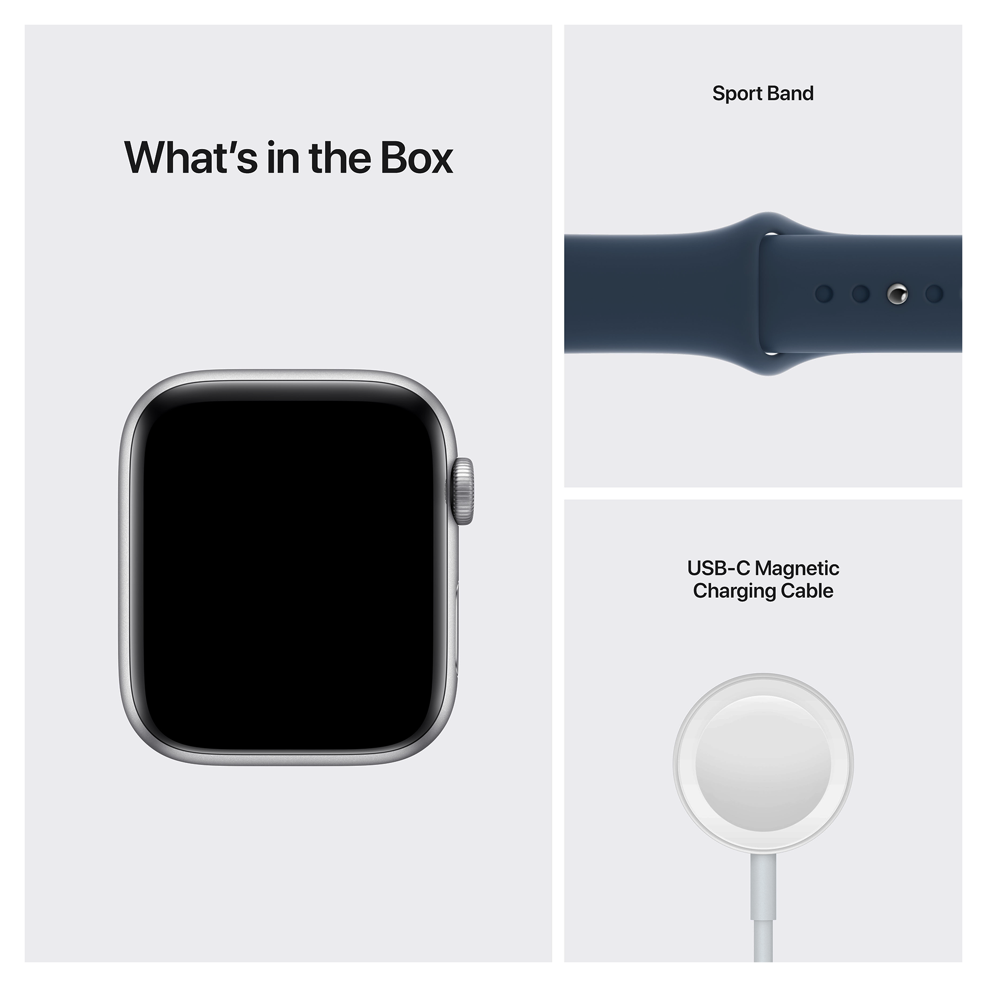 APPLE Watch SE 44 mm zilver aluminium / blauwe sportband
