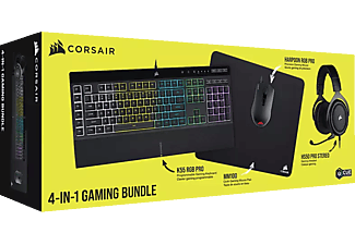 CORSAIR Gaming Set 4in1 mit K55 RGB Pro Tastatur, HS50 Pro Headset, Harpoon RGB Pro Maus und MM100 Mauspad