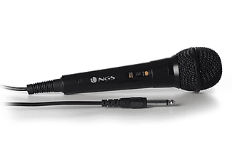 Micrófono - NGS Singer Fire, Inalámbrico, 600 Ω, Jack 6.3 mm, -73 ± 3dB, Uni-direccional, Negro
