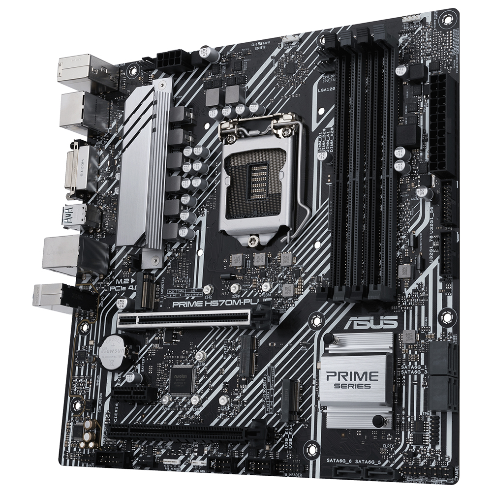 ASUS Prime H570M-Plus Intel H570 LGA1200 DDR4 4600 DP HDMI DVI 2x M2 USB3.2 AURA RGB mATX 128GB Anakart Siyah