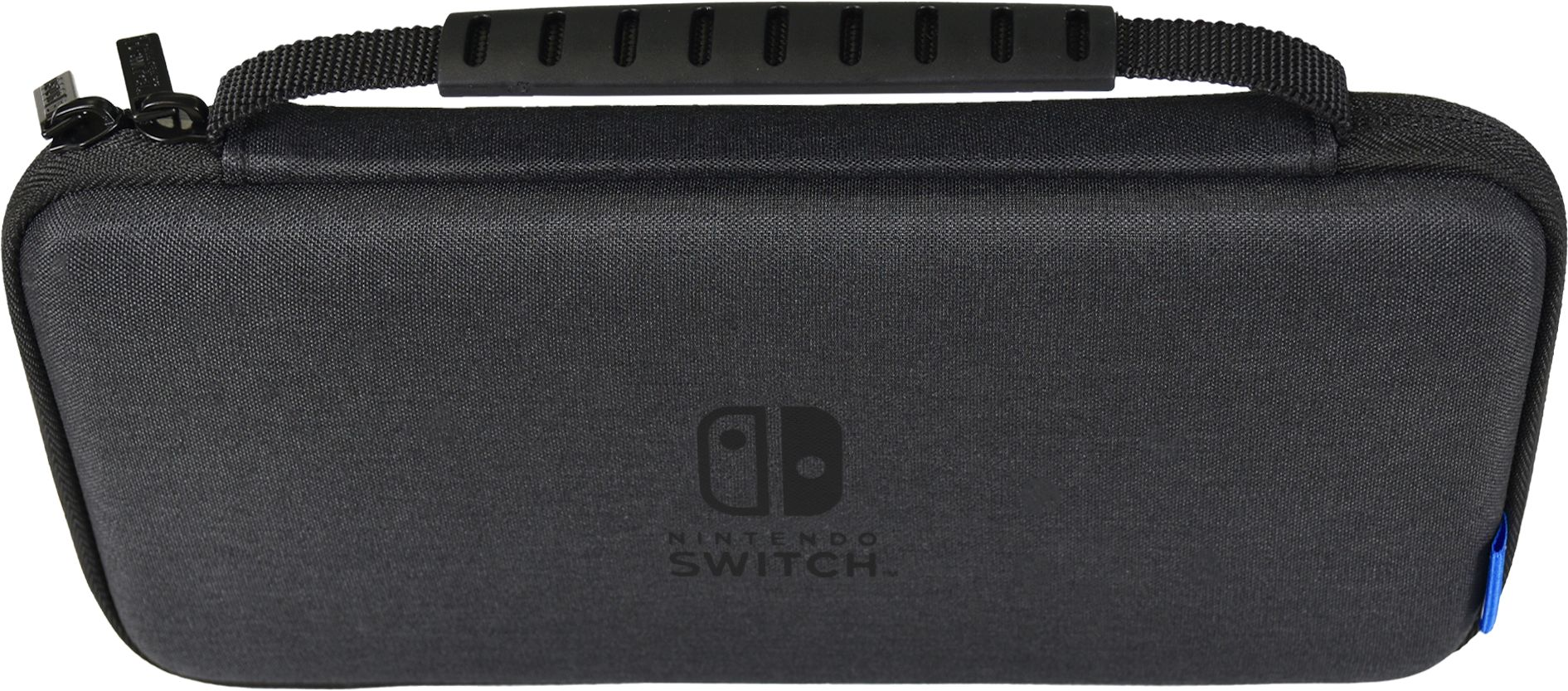 Una custodia per Nintendo Switch nera con il logo.