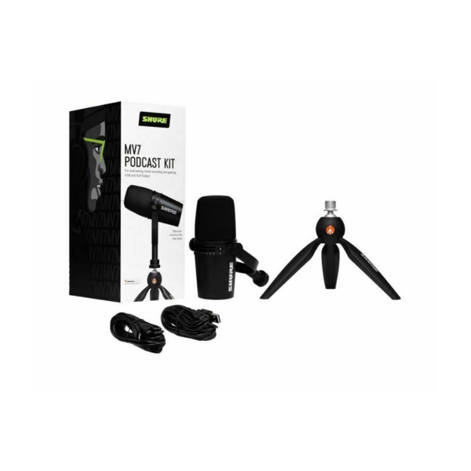 Micrófono - Shure MV7-K-BNDL, Salidas USB y XLR, Panel táctil, 50-16000 Hz, Sensibilidad -55 / -47 dB, Negro
