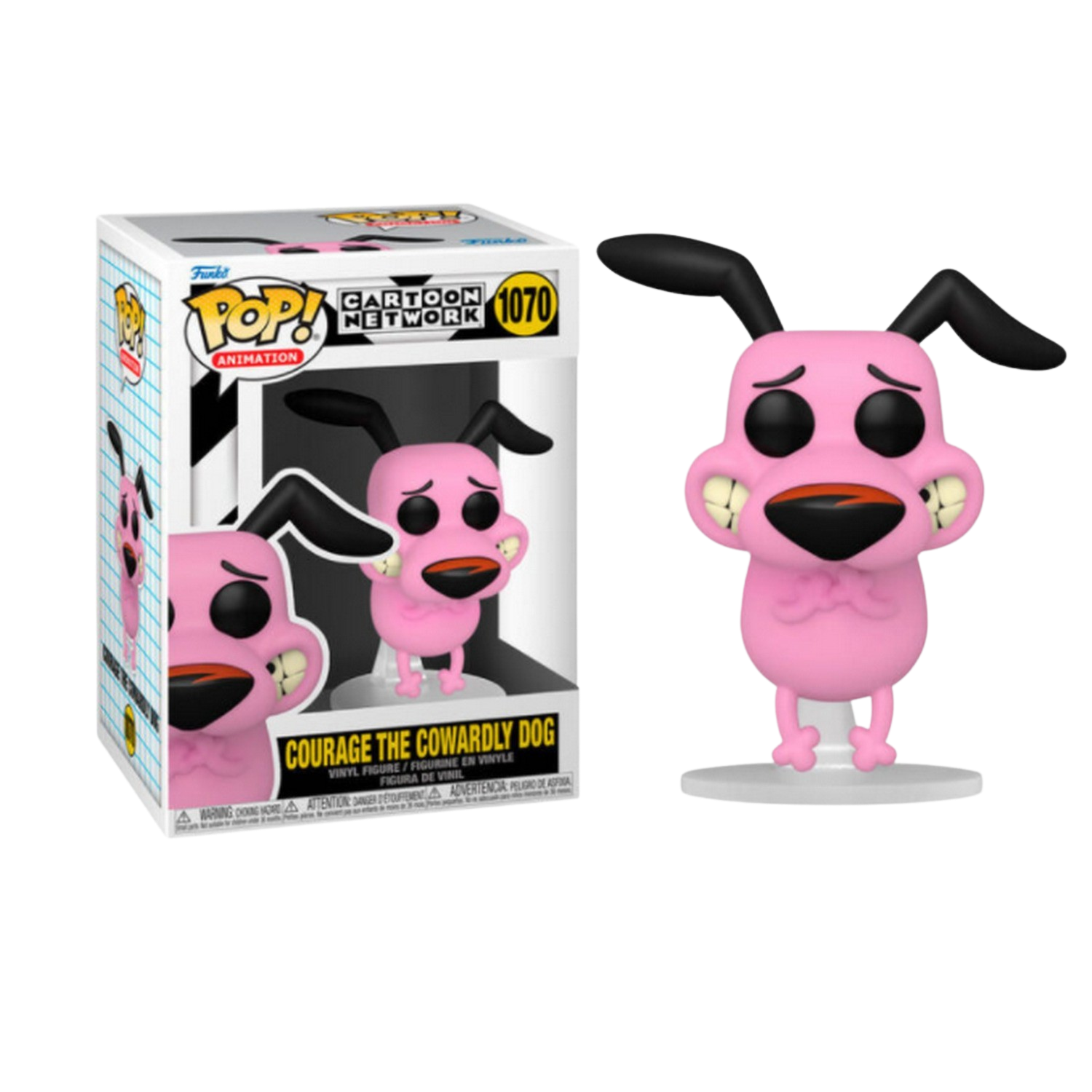 Figura - Funko Pop! Cartoon Network Courage – Courage the Cowardly Dog, 10 cm, Vinilo, Rosa