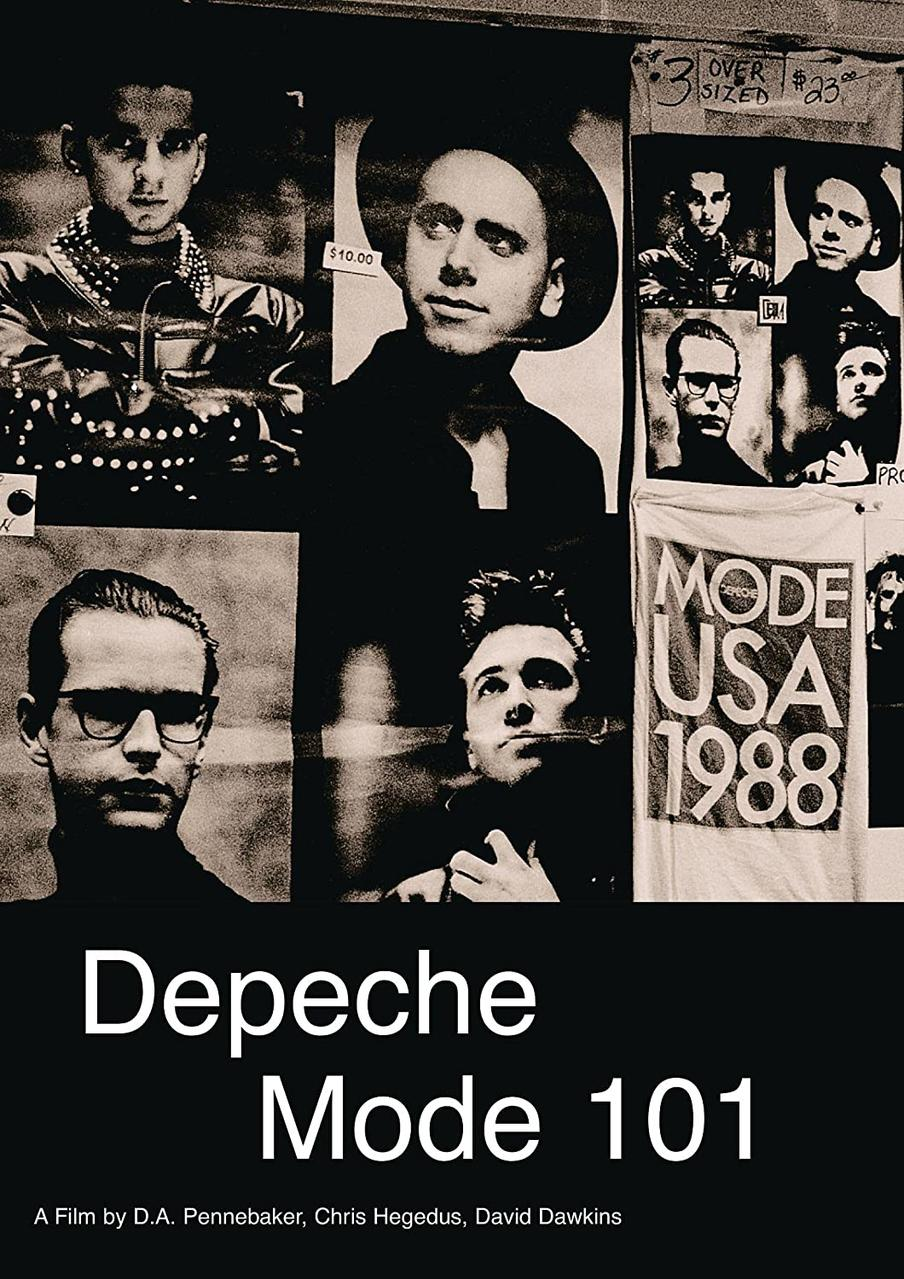 Depeche Mode 101 poszter: A zenekar fekete-fehér fotóinak kollázsa.